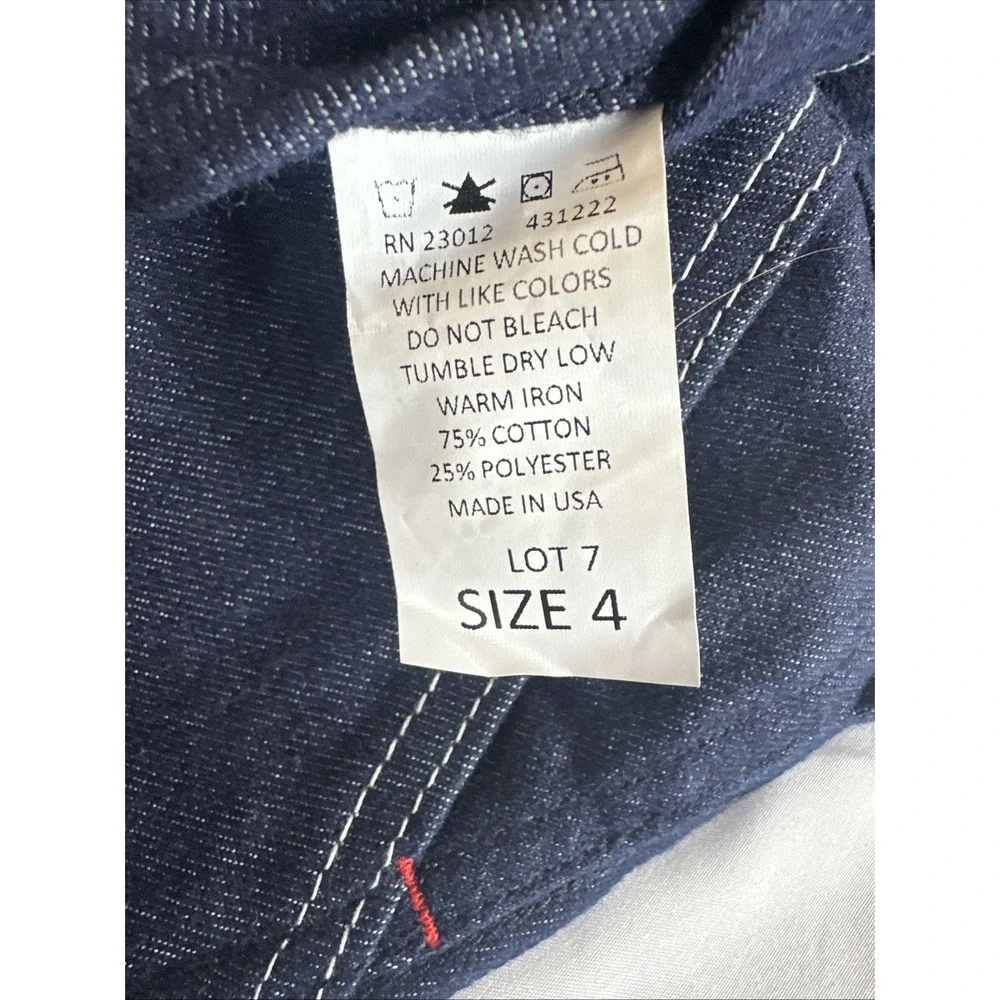 Round House Kids Dark Wash Denim‎ Bib Overalls Made in USA Size 4 NWT